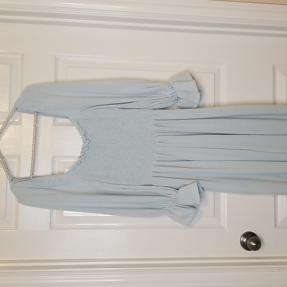 Blue Buttercup Light Blue Longsleeve Square Neck Jumpsuit - Picture 2 of 14